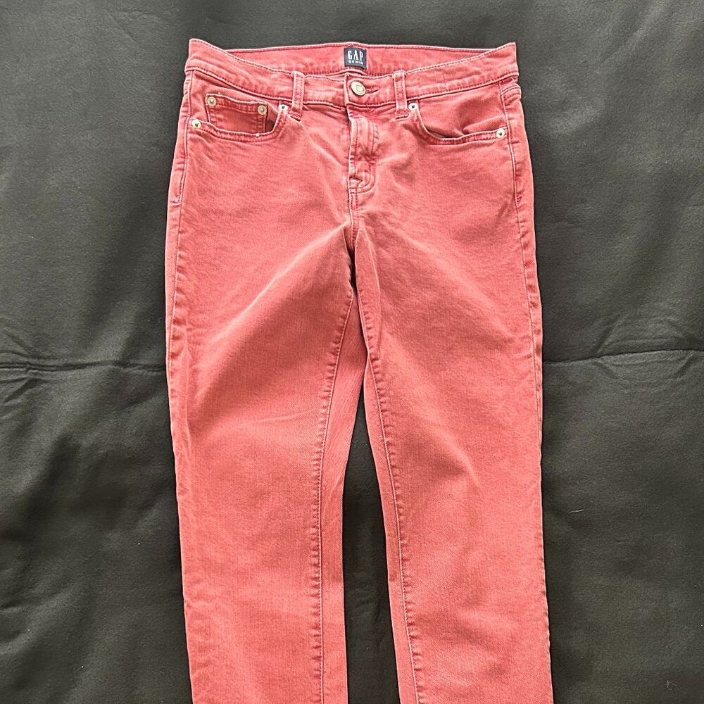GAP True Skinny Jeans Womens 27R Wild Rose Pink Stretch Frayed Hem